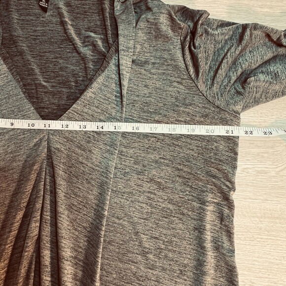 AB Studio Tunic Blouse Womens XL Olive Gray Cascade Front V-Neck Half Sleeve - Picture 11 of 14